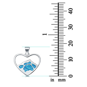 Mountain Heart Lab Created Blue Opal Charm Pendant 925 Sterling Silver